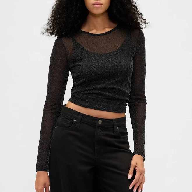 top Gap Women's Sheer Metallic Mesh Top Gap $24.99
