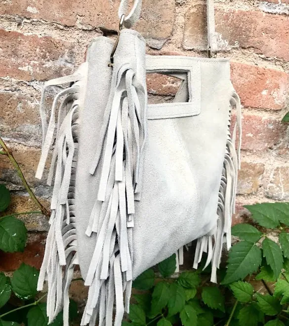 bag Genuine Suede Leather Crossbody Bag with Fringes Etsy - goodtimesbarcelona $44.27