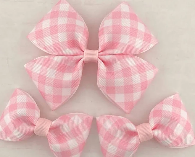 ribbon Gingham Pigtail Hair Bow Etsy - jlcraftdesign $4