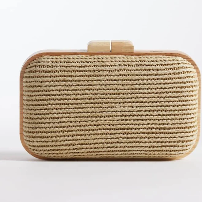 bag Glamorous Raffia Wooden Clutch Purse ASOS $49