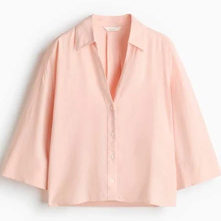 top H&M Ladies Linen-Blend Shirt H&M $29.99