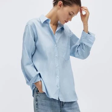 top H&M Ladies Oversized Striped Shirt H&M $29.99