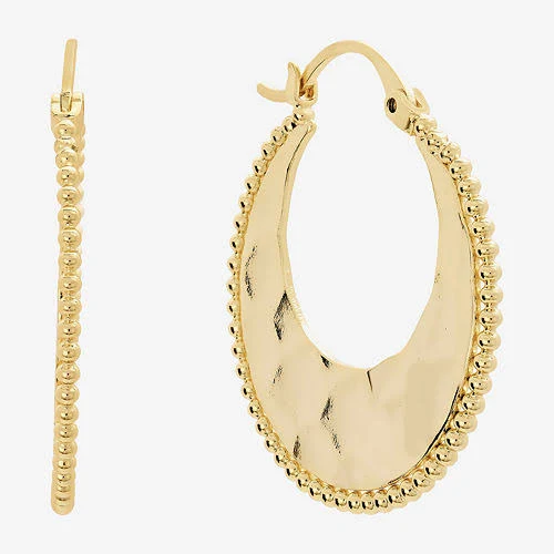 accessory Hammered 14K Gold Over Brass Hoop Earrings JCPenney $15