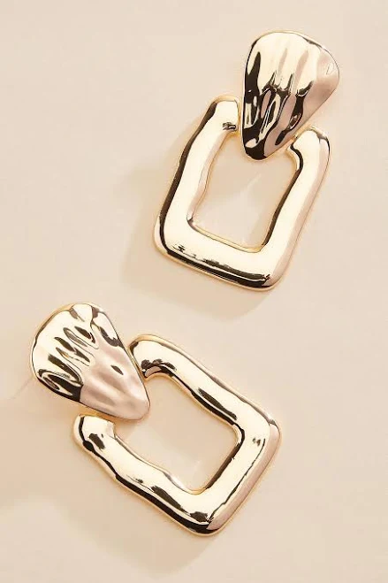 accessory Hammered Gold Square Statement Earrings Versona $14.99