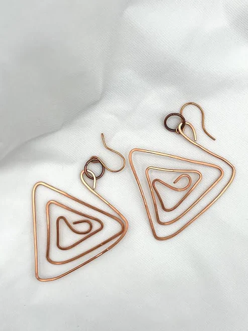 accessory Hammered Wire Dangle Copper Triangle Earrings Etsy - Seller $20