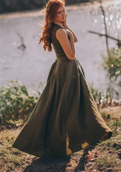 dress Handmade Linen Wrap Maxi Dress VisibleArt $156