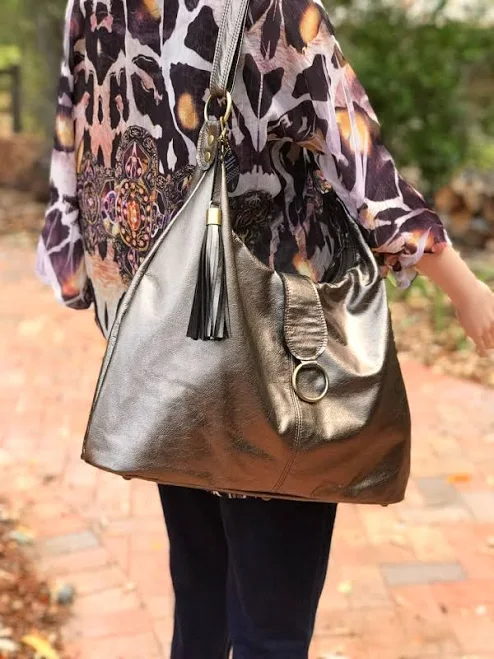 bag Handmade Pewter Leather Hobo Bag with Tassels (Handmade) Etsy - Seller $217.07