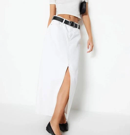 maxi skirt High-Waisted Cotton Maxi Skirt with Slit Etsy - Seller $83.99
