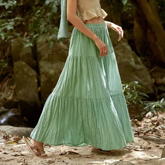 skirt Hippie Gypsy Boho Tiered Peasant Maxi Skirt Etsy - JoozieCotton $60