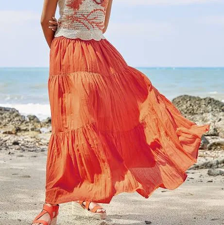 skirt Hippie Gypsy Boho Tiered Peasant Maxi Skirt Etsy - JoozieCotton $60