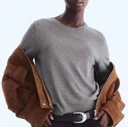 top Hm Fine Knit Top Grey Marl Women's H&M $19.99