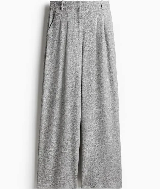pants Hm Wide Trousers Grey, Women's Trousers, Uk 12, Viscose Blend H&M $39.99