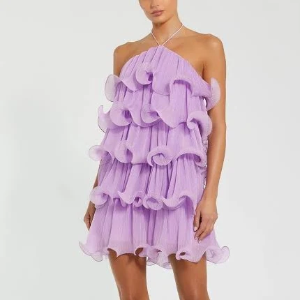 cocktail dress Ieena for Mac Duggal Women's Crinkle Chiffon Halter Mini Dress Mac Duggal $358