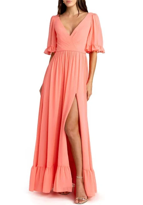 dress Ieena for Mac Duggal Women's Faux Wrap Ruffle Trim A- Nordstrom $298