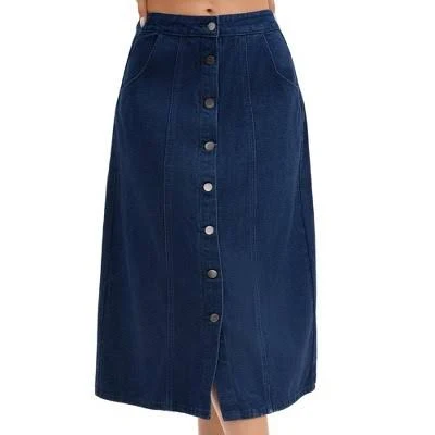 denim skirt Inspire Chic Women's Denim Button Down Front Slit High Waisted Midi Skirt Target $35.99