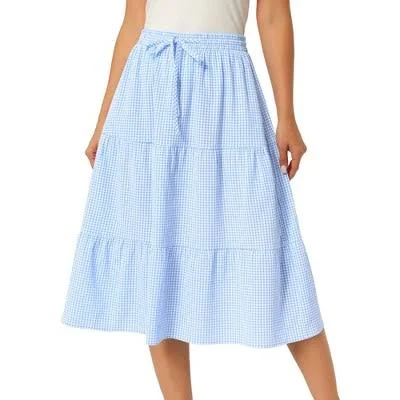 skirt Inspire Chic Women's Gingham Tiered Plaid Midi Skirt with Pockets Target $32.49
