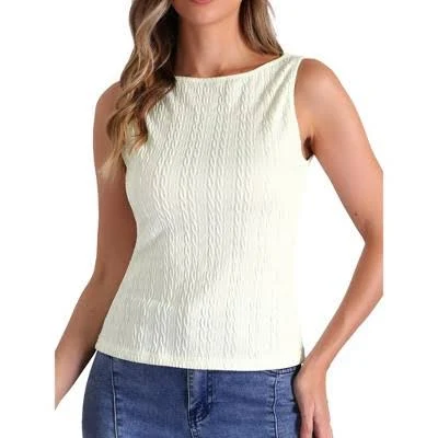 top Inspire Chic Women's Sleeveless Boat Neck Textured Knit Tank Top Target $17.99