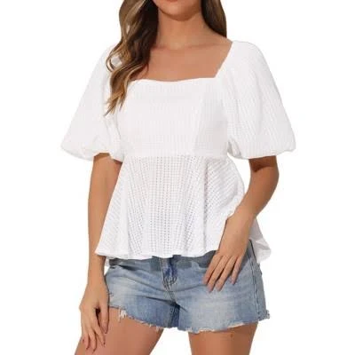 top INSPIRE CHIC Women's Square Neck Puff Sleeve Ruffle Trim Blouses Target $33.99