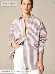 outerwear J. Crew Women's White/Red Stripe Oversized Etienne 100% Cotton Poplin Shirt 2X eBay $39.99