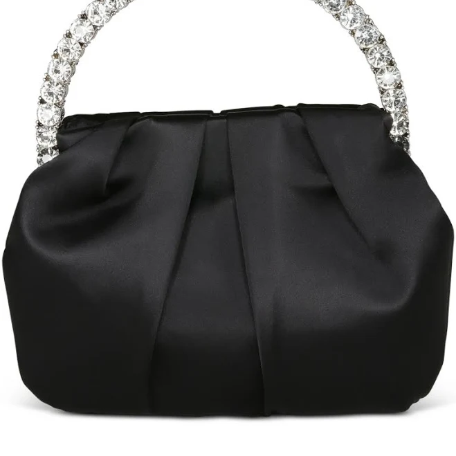 bag Jewel Badgley Mischka Audrey Pleated Satin Pouch with Rhinestone Handle Macy's $86