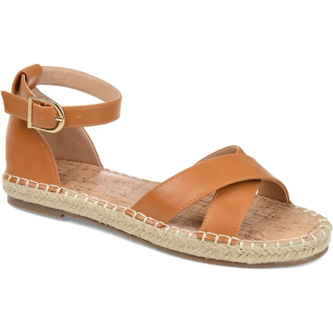 shoes Journee Collection Women's Lyddia Espadrille Flat Sandals - Cognac - Size 7W Macy's $47.01