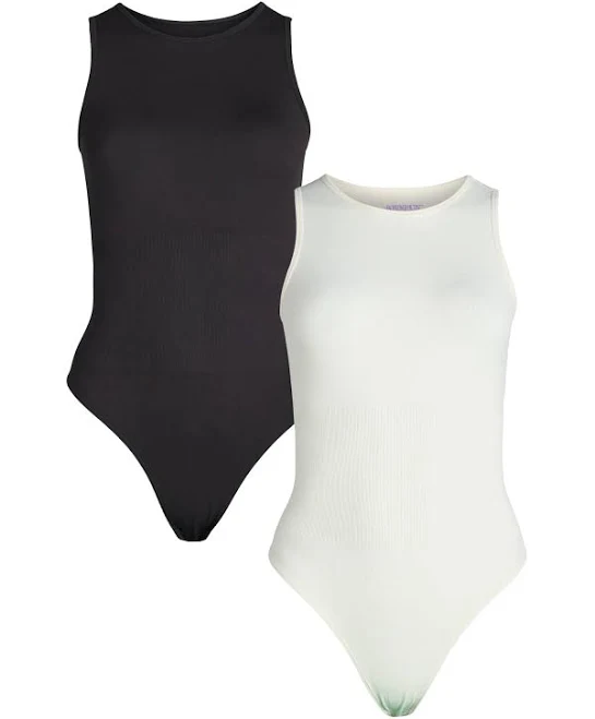 top Joyspun Women's Seamless Slimming High Neck Bodysuit 2-Pack Walmart $13