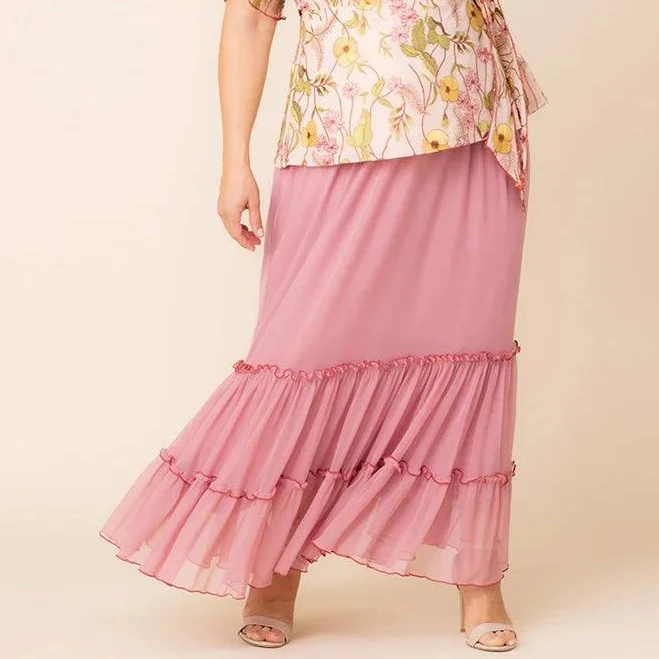 skirt Kiyonna Women's Isla Tiered Mesh Maxi Skirt Kiyonna $51.2