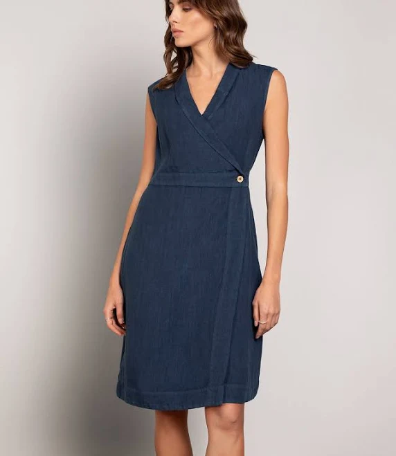 dress Ladies Celtic & Co Linen Sleeveless Knee Length Wrap Dress Celtic & Co. $104