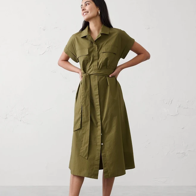 sundress Landslide Women's Poplin Utility Midi Shirtdress Banana Republic Factory $84