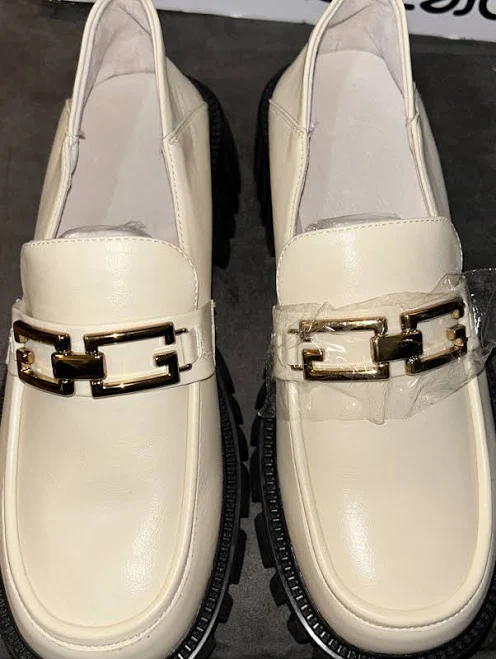shoes Lattelier Womens Leather Loafers With Golden Chain White/cream Size 11 eBay - cheermom36 $30.39