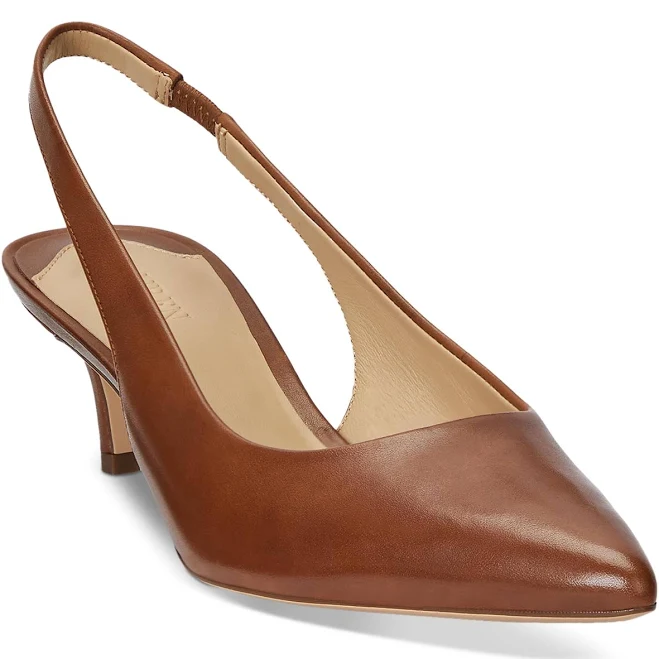 shoes Lauren Women's Ralph Lauren Lolah Burnished Leather Slingback Pumps Macy's $90