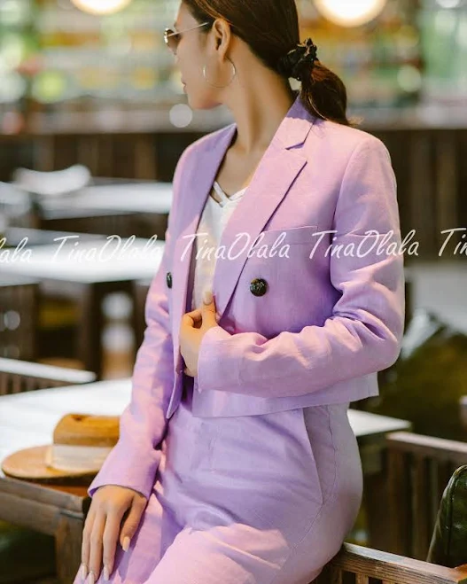 matching set Lavender Linen Blazer Set: Handmade Women's Two-Piece Suit Etsy - Seller $61.12