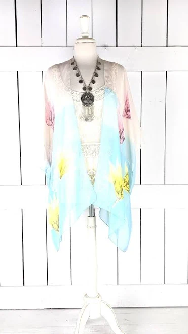kimono Lightweight Chiffon Kimono Cover Up Etsy - ThreeFeathersStudio $68