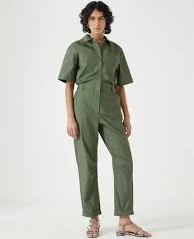 jumpsuit Lightweight Cotton Utility Jumpsuit - Khaki Green, 4 Hush $46