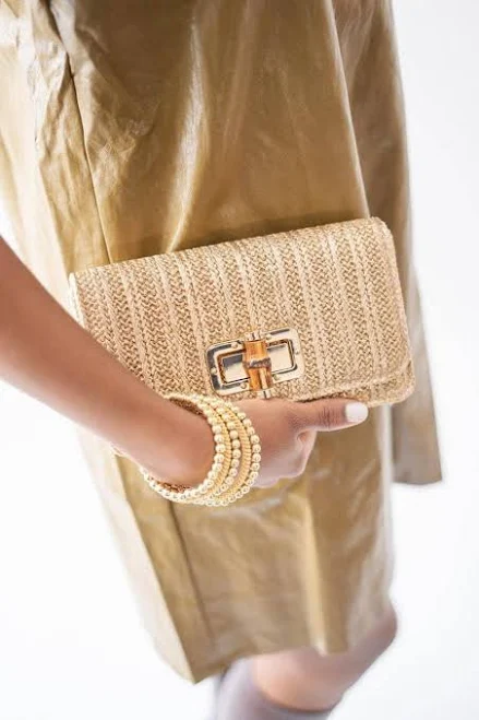 bag Lilly Woven Straw Bamboo Toggle Clutch Shoptiques | Shop Local Boutiques $80