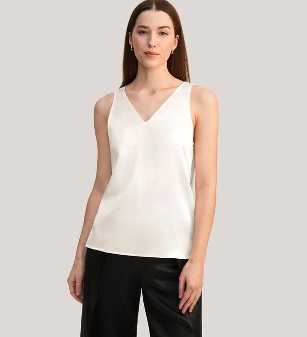 top LILYSILK Women's 22 Momme Silk V-Neck Sleeveless Tank Top LilySilk $81