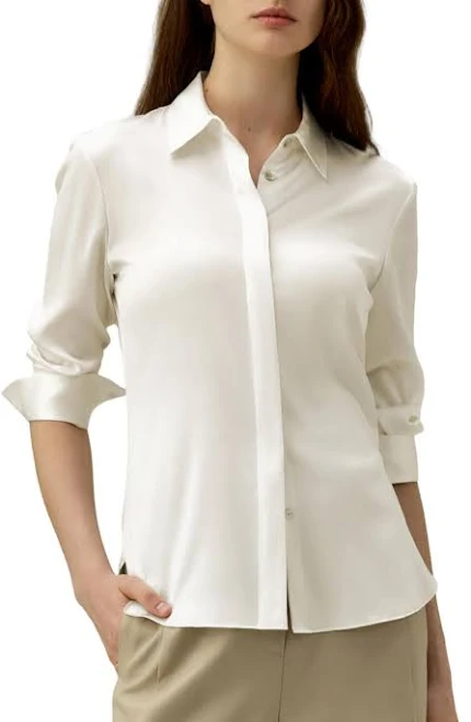top Lilysilk Women's Elegant Silhouette Silk Shirt Macy's $73.01