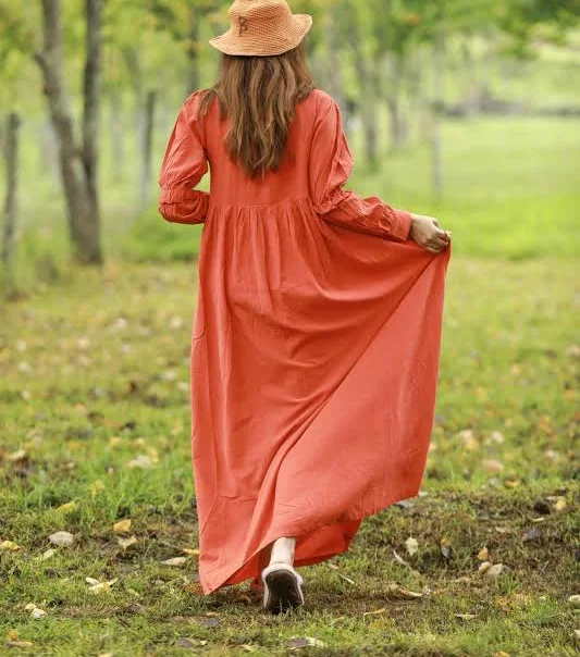 dress Linen Long Sleeve Empire Waist Maxi Dress Etsy - Seller $179