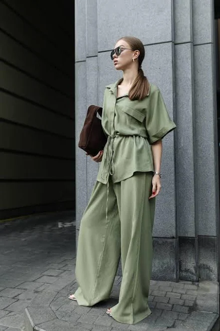 matching set Linen Pants Set with Belted Shirt Etsy - UAchoice $194.04