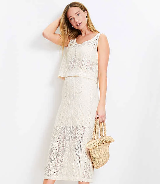 skirt Loft Women's Beach Geo Crochet Midi Skirt LOFT $35.93