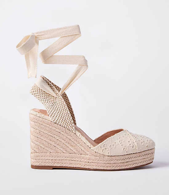 shoes Loft Women's Eyelet Lace Up Espadrille Wedge LOFT $71.37