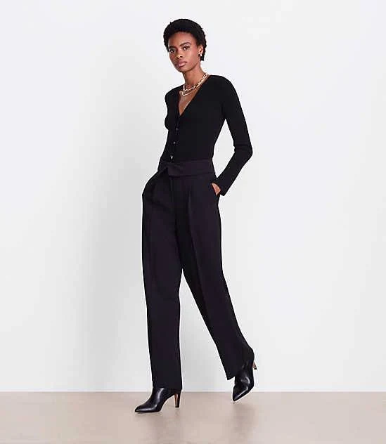 pants Loft Women's Versa Crepe Drape Foldover Waist Palazzo Pants LOFT $50.99
