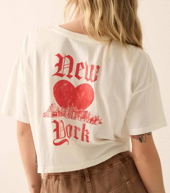 crop top Love New York Cropped Back-Print Graphic Tee ShopPromesa $52