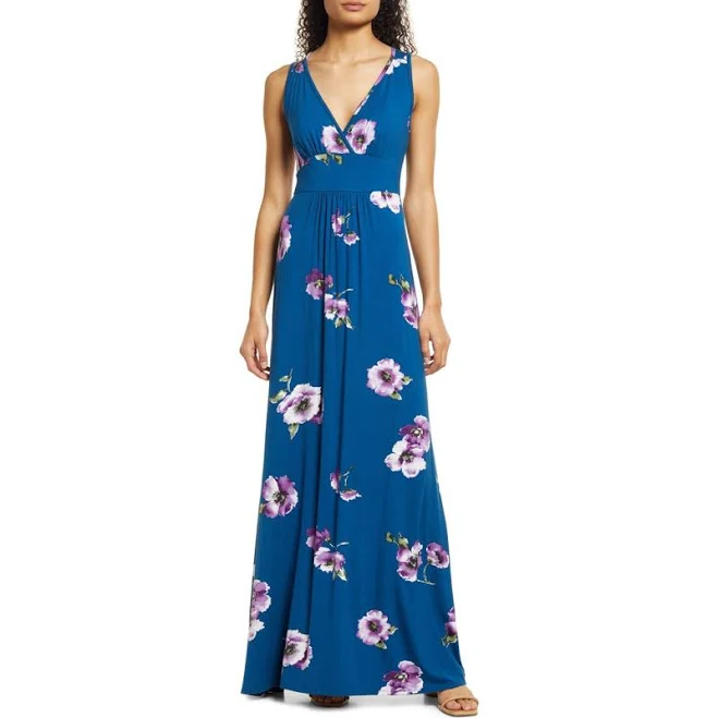 dress Loveappella Women's Floral Print Empire Waist Jersey Maxi Dress Nordstrom $47.6