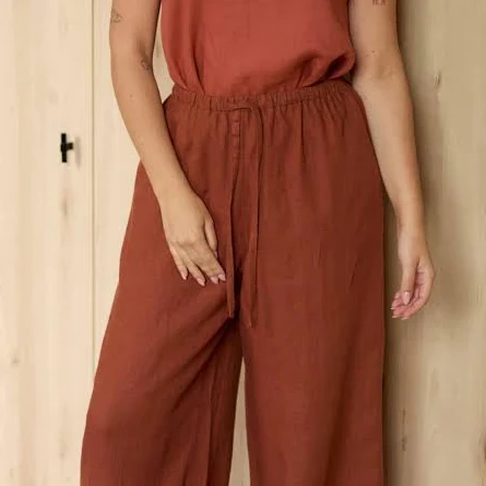 pants Lucas Wide Leg Linen Pants with Drawstring Etsy - LoveAndConfuse $105.32