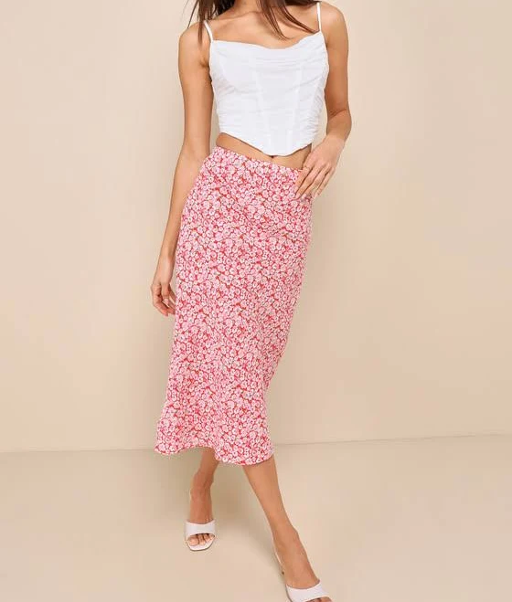 skirt Lulus Floral Print Midi Skirt Lulus $49