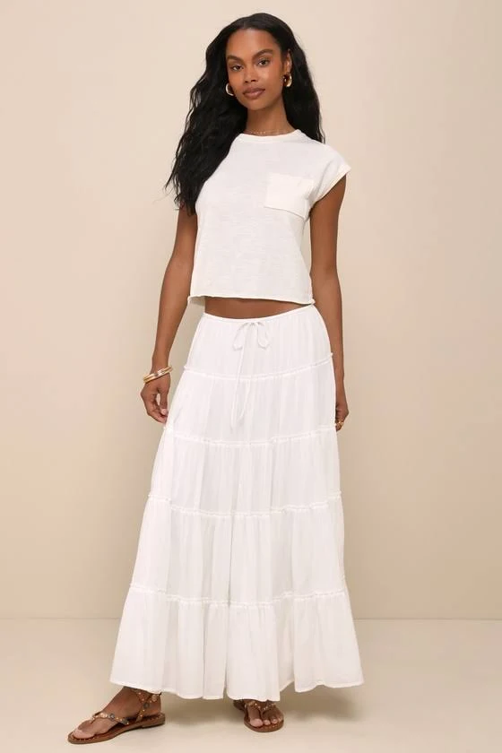 skirt Lulus Gauzy Tiered Maxi Skirt Lulus $59