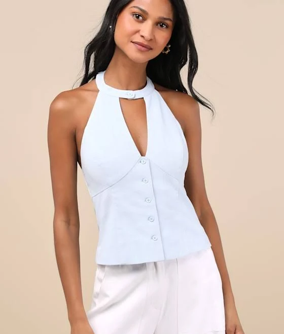 top Lulus Halter Button-Front Top Lulus $10