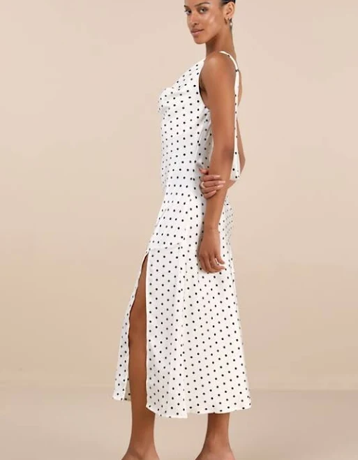 midi dress Lulus Polka Dot Cowl Tie-Back Midi Dress Lulus $55.2