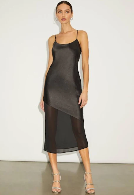 dress Lulus Satin and Chiffon Midi Slip Dress Lulus $55